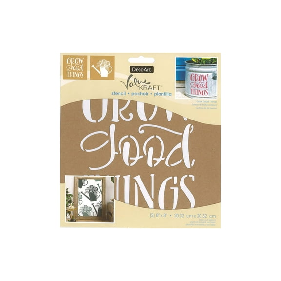 Decoart Value Kraft Stencil 8x8 Grow Good Things