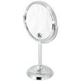 thumbnail image 1 of Decobros 6-inch Tabletop Two-Sided Swivel Vanity Mirror with 8X Magnification, Chrome, 1 of 2