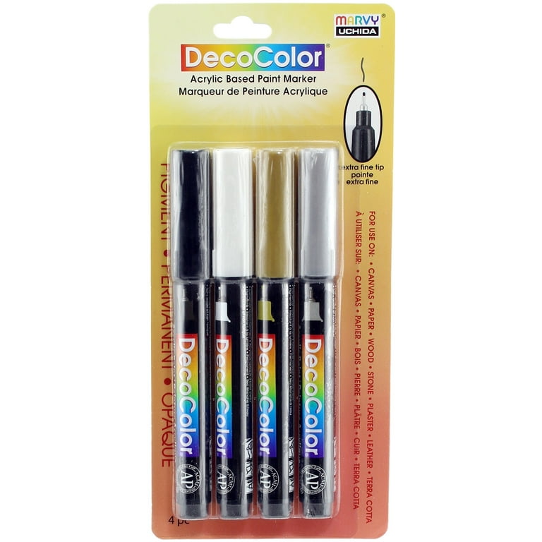 Decocolor Paint Markers - Primary Colors, Fine Tip, Set of 6
