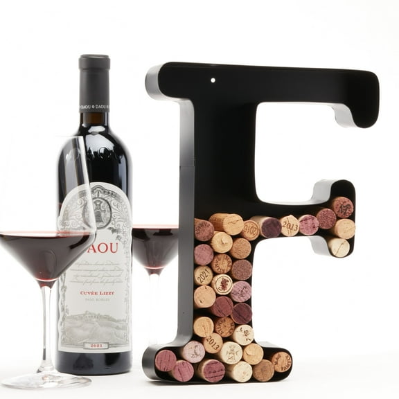 Decomil Wine Cork Holder (A-Z) (Letter F) | Decorative Wine Letters Cork Holder (F) | Wall Art Cork Holder Decor (F)