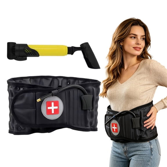 Decompression Back Belt Inflatable Waist Brace, Adjustable Lumbar Support Belt for Men & Women Lower Back Pain Relief, Back Traction Device, Black