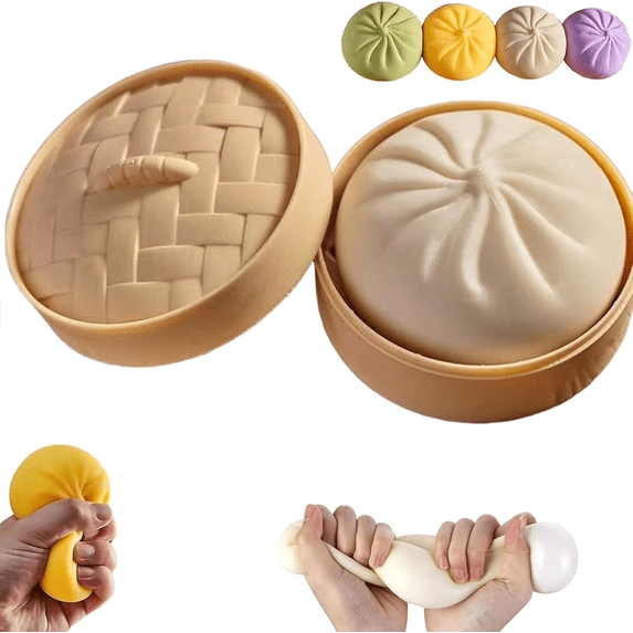 Giant Dumpling Squishies Mystery Boxs, Daily Office & At Home Colorful Dumpling Stress Balls, Squeeze Decompression Dough Adults Sensory Fidget Toys, Rainbow Goodie Bag Fillers Basket Stuffers, White