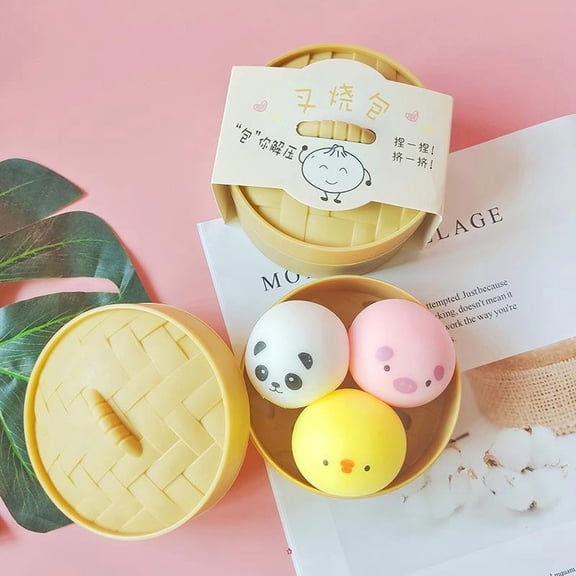 Decompression Steamed Bun Squeeze Fidget, Unzip and Squeeze Soft Dough for Hand Venting