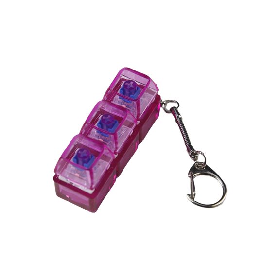 Decompression Toys Keyboard Clicker Mechanical Key Button Stress Relief, PC Full Transparent Switch Tester for Adult Gifts Pass Time - 3 Hole Purple Transparent with Light