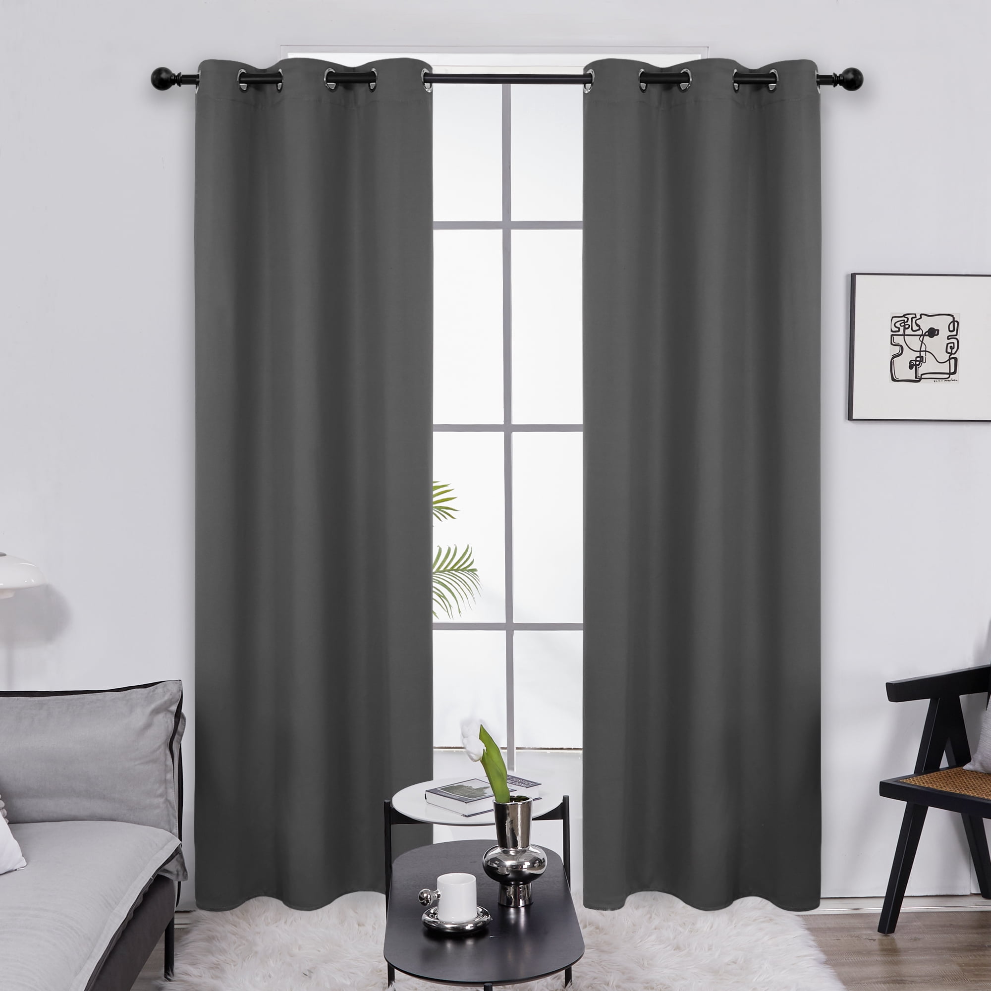 Deconovo 1 Panel Blackout Curtain Thermal Insulated Grommet for Living Room, 42×84 inch, Dark Gray