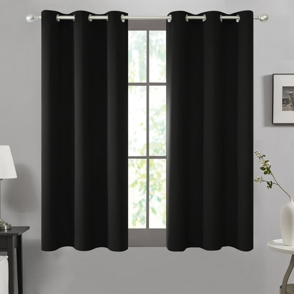 Deconovo 1 Panel Light Blocking Black Thermal Insulated Blackout Curtain for Bedroom, 42Wx63L inch
