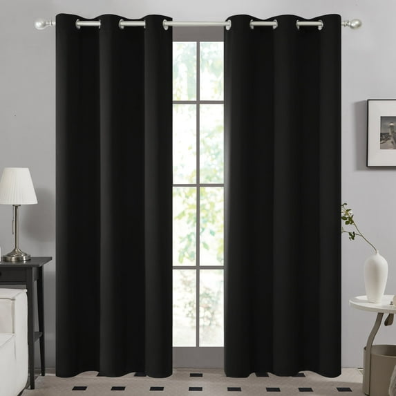 Deconovo Blackout Curtain 1 Piece for Bedroom, Noise Reducing, Black, 42W x 84L Inch, Thermal Insulated Window Treatment