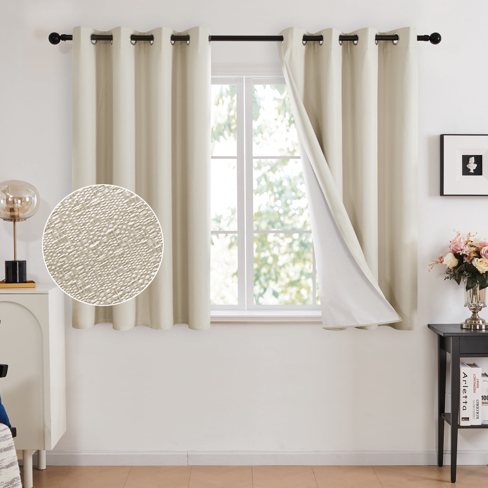 Cutains Block Deconovo 100% Beige Blackout Curtains Light Blocking Curtains for Kids ...