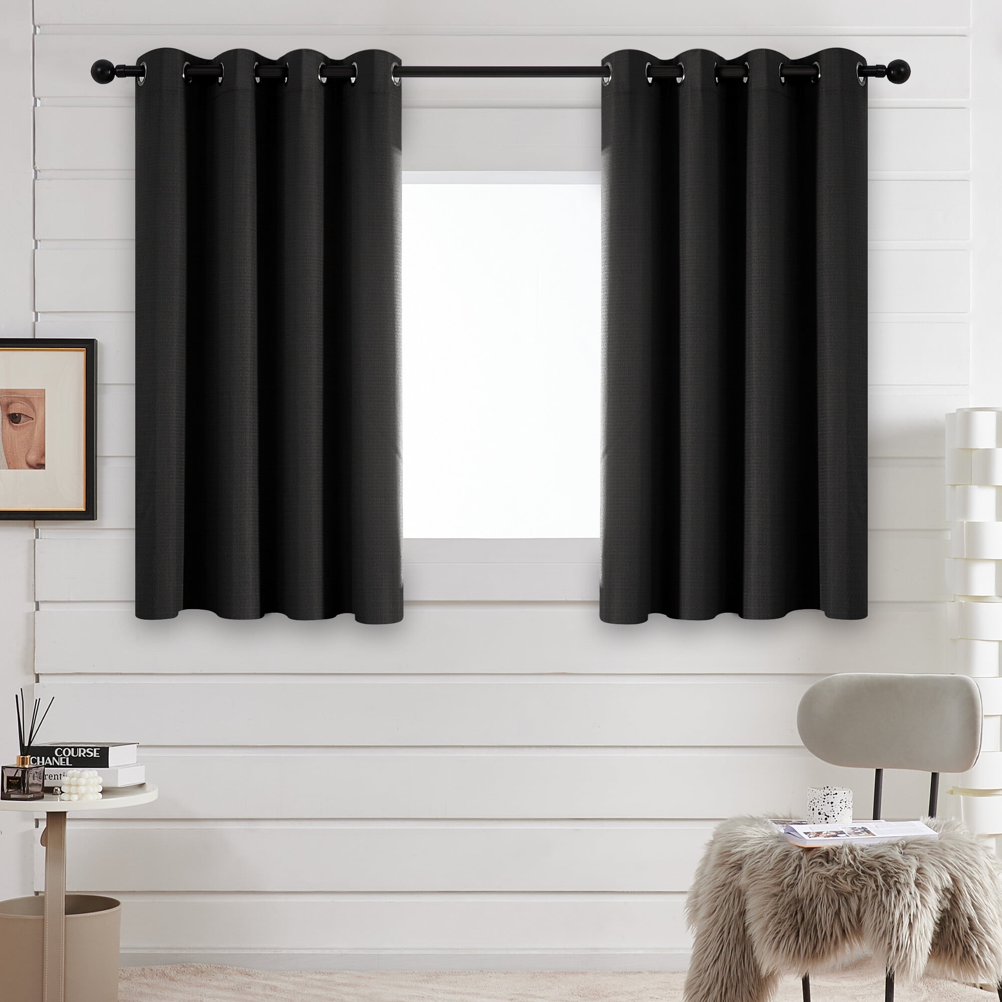 Deconovo 100 Black Blackout Curtains Light Blocking Curtains for Kids