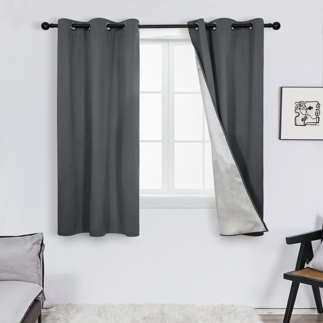 Deconovo 100 Blackout Curtain Full Light Shading Curtain with Silver
