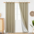 thumbnail image 1 of Deconovo 100% Blackout Curtain Full Light Shading Curtain with Silver Back Coating for Hall/Dorm Window,52x95 inch,Beige,2 Panels, 1 of 7