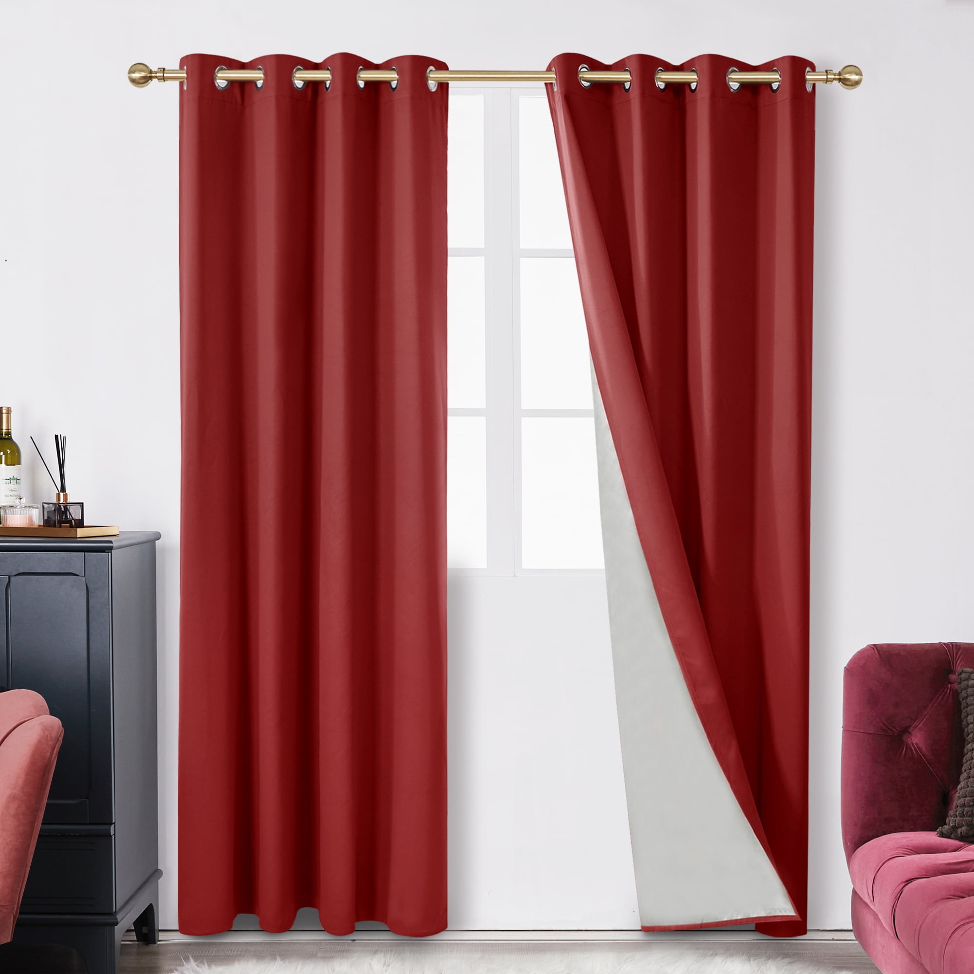 Deconovo 100% Blackout Curtain Full Shade Window Drapes with Silver ...