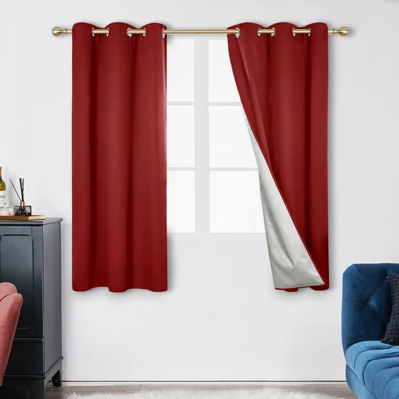 Deconovo 100% Blackout Curtain Grommet Solid Energy Saving Window Curtain for Slid Glass Door,42x45 inch,Maroon,2 Panels