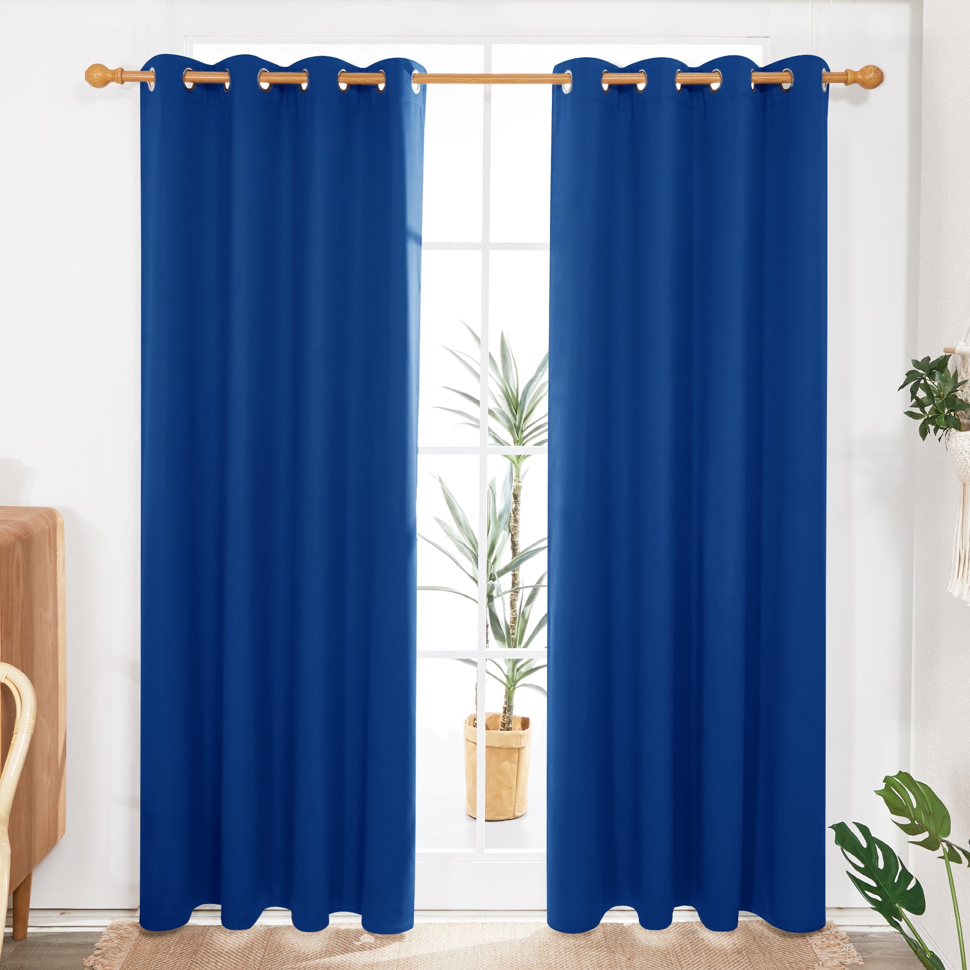 Deconovo 100% Blackout Curtain Room Darkening Drapes Silver Coating ...