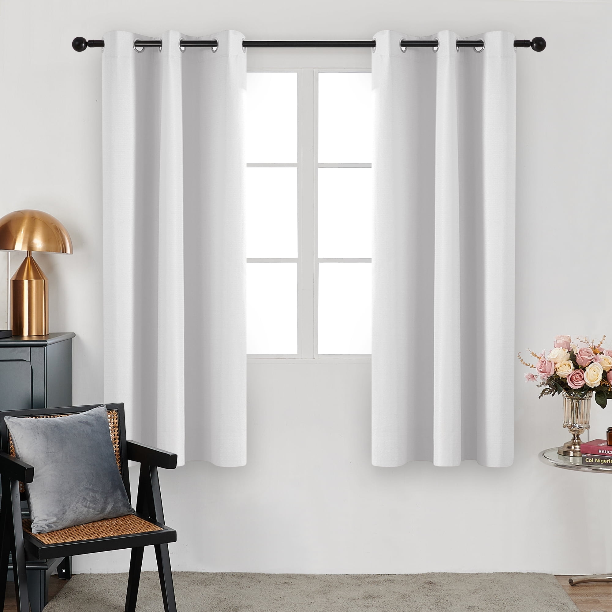 Deconovo 100% Blackout Thermal Insulated Curtains for Bedroom, White ...