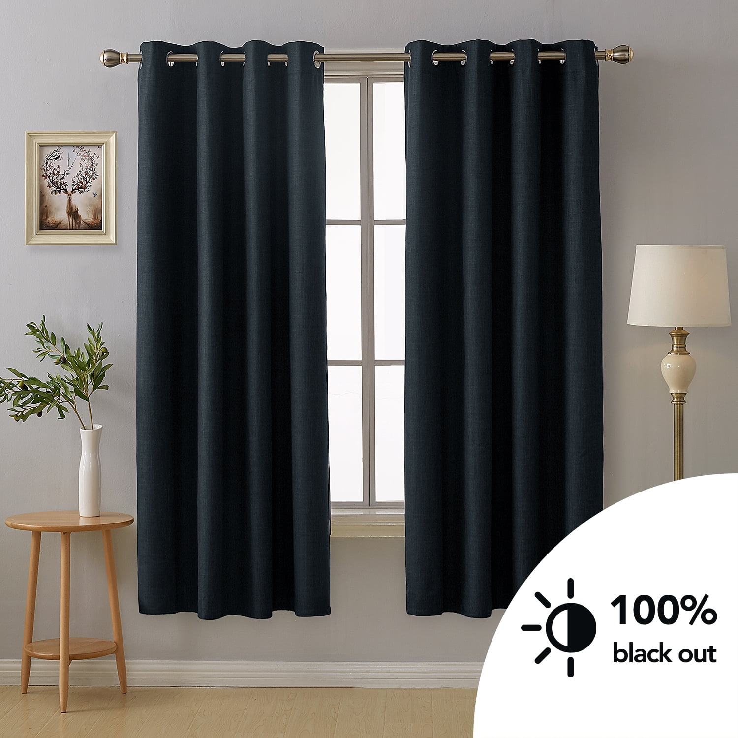 Deconovo Blackout Curtains for Bedroom, Silver Dots Printed Pattern (52W x  95L inch, Black, 2 Panels) 