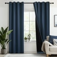 thumbnail image 1 of Deconovo Total Blackout Curtains for Living Room, Thermal Insulated, 2 Panels, 52"x108", Navy Blue, 1 of 9