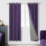 Deconovo 100% Blackout Curtains 84" Long for Bedroom Full Room Darkening Grommet Curtains, 52 x 84" Purple Grape, Set of 2