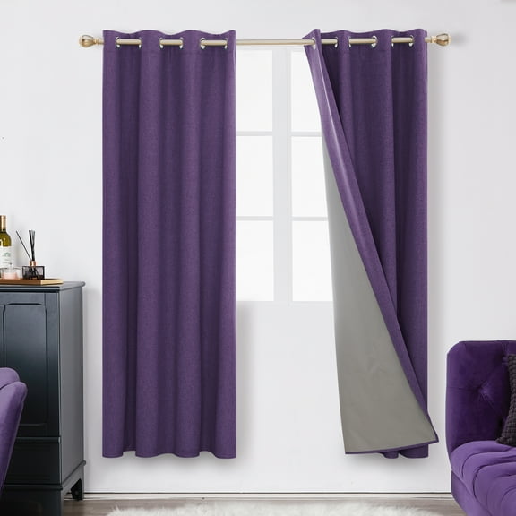 Deconovo 100% Blackout Curtains 84" Long for Bedroom Full Room Darkening Grommet Curtains, 52 x 84" Purple Grape, Set of 2