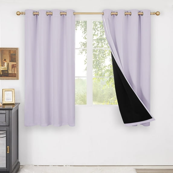 ZOPZO 100% Blackout Curtains, Thermal Insulated, Lavender, 52W x 45L Inch, Noise Reducing Light Blocking Grommet 2 Panels for Bedroom