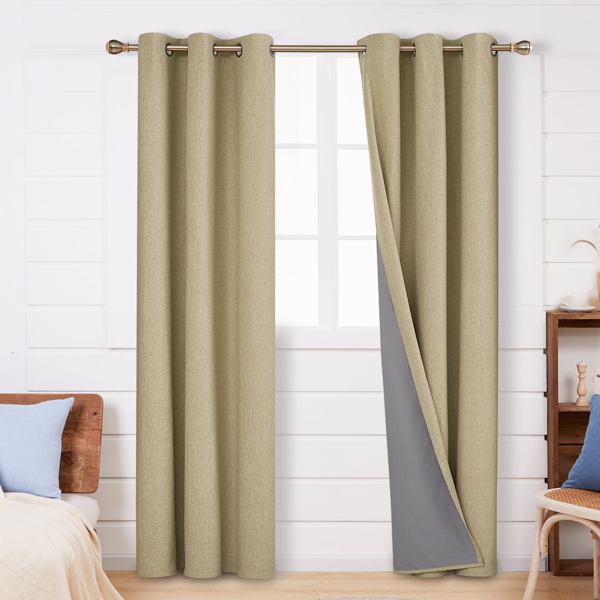 Shabby Chic Interior Door Window Curtains Pair 2pcs Plus Sizes Linen Fabric  Home