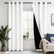 Deconovo 100% Blackout Curtains for Bedroom, Thermal Insulated, 2 Panels, 52"x63", Pure White