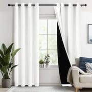Deconovo 100% Blackout Curtains for Bedroom, Thermal Insulated, 2 Panels, 52"x63", Pure White