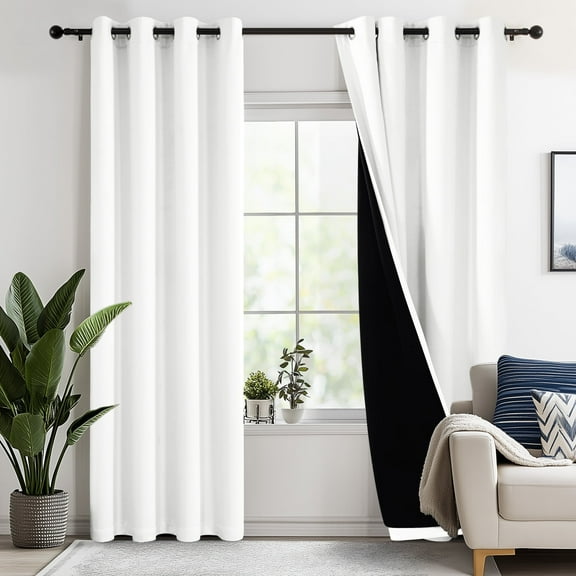Deconovo 100% Blackout Curtains for Bedroom, Thermal Insulated, 2 Panels, 52"x63", Pure White