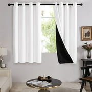 Deconovo 100% Blackout Curtains for Bedroom 52" x 63" with Black Liner, 2 Panels, Pure White