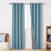 Deconovo 100% Blackout Curtains for Bedroom, 84 inch Length Pack of 2, Grommet Thermal Insulated Linen Curtains with Coating Teal, 52 x 84, 2 Panels