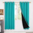 thumbnail image 1 of ZOPZO 100% Blackout Curtains, Thermal Insulated, Turquoise, 52W x 63L Inch, Noise Reducing Light Blocking Grommet 2 Panels for Living Room, 1 of 7