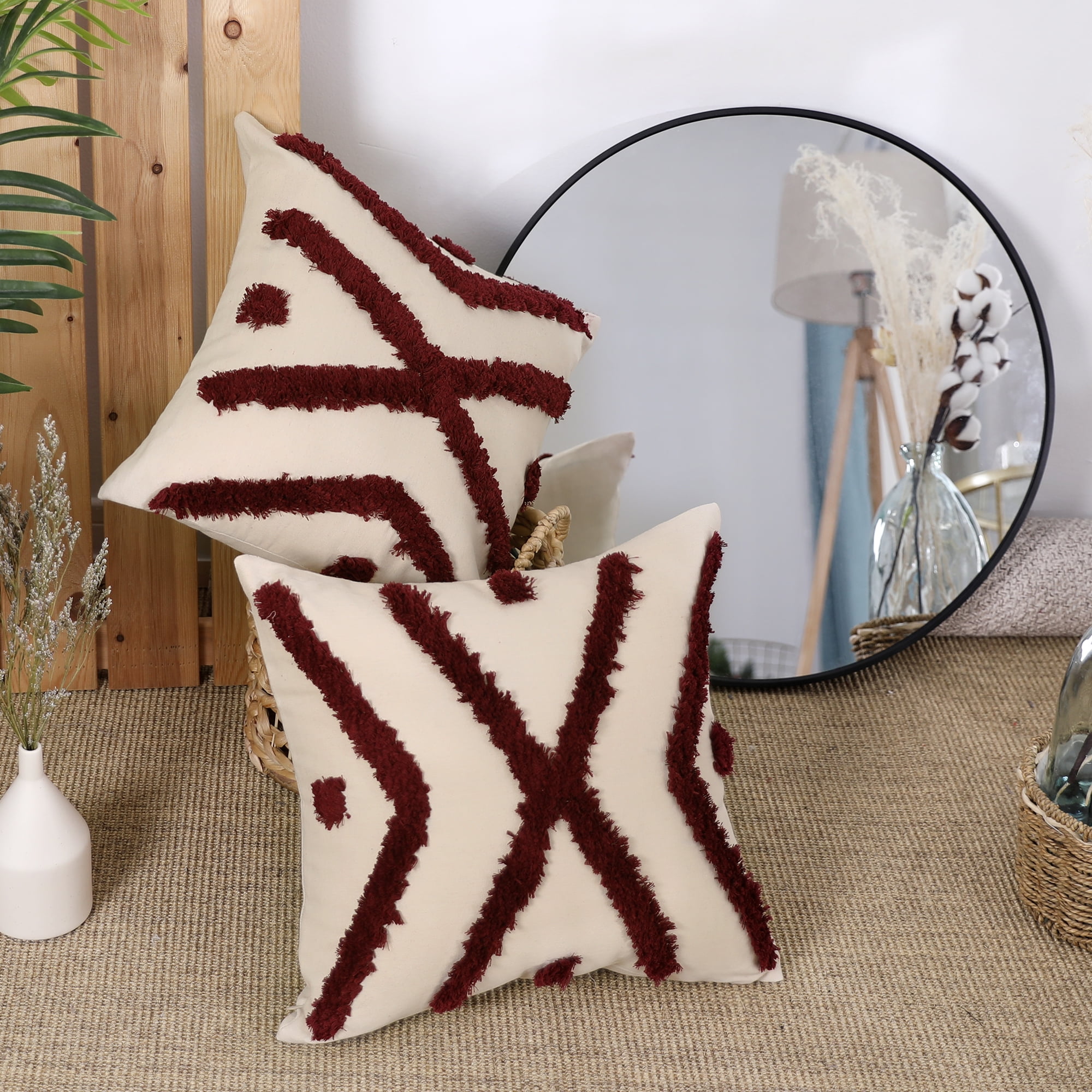 Deconovo Boho Decorative Tufted Throw Pillow Cover Cotton Linen Decorative Pillows Cushion Covers Walmart