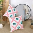 thumbnail image 1 of Deconovo 18 x 18 inch Cotton Linen Throw Pillow Covers, Boho Decorative Tufted Decorative Pillowcase, Set of 2, Pink and Green, 1 of 6