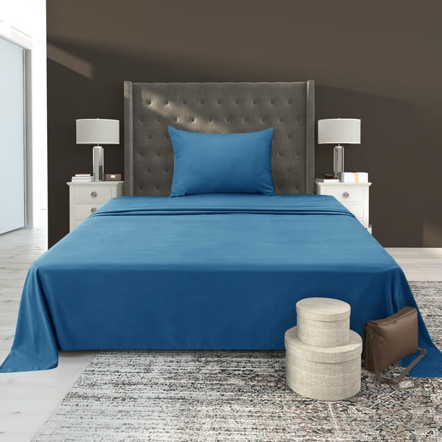 Deconovo 1800 Thread Count Bed Sheets for Apartment Twin Size Bed Sheets Set, Blue, 3 Pieces