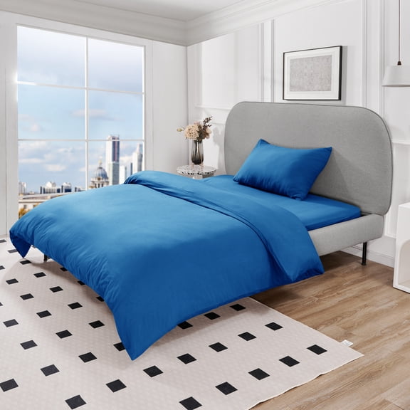 Deconovo Twin Microfiber Bed Sheet Set, Fitted Sheet Flat Sheet & Pillowcase, Teal