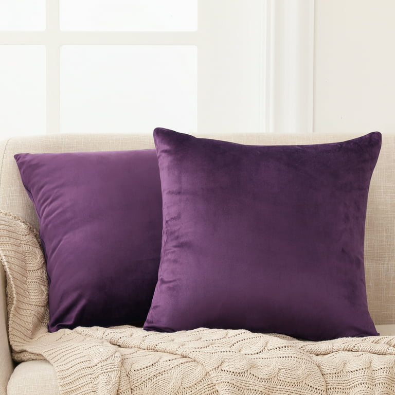 Deconovo 18x18 Pillow Covers Velvet Decorative Throw Pillow Covers Square  Outdoor Pillow Covers for Chair, Bench, 18x 18, Lilac, 2 Pack 