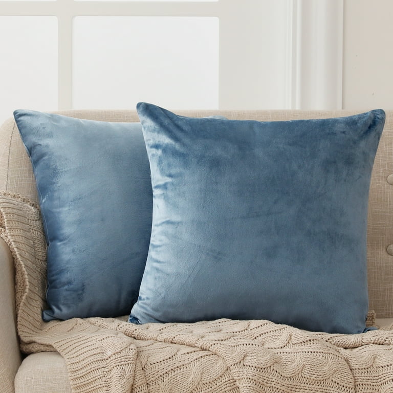 Deconovo 18x18 Pillow Covers Velvet Decorative Throw Pillow Covers Square  Outdoor Pillow Covers for Chair, Bench, 18x 18, Haze Blue, 2 Pack 
