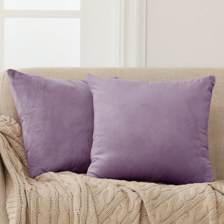 Deconovo 18x18 Pillow Covers Velvet Decorative Throw Pillow Covers Square  Outdoor Pillow Covers for Chair, Bench, 18x 18, Lilac, 2 Pack 