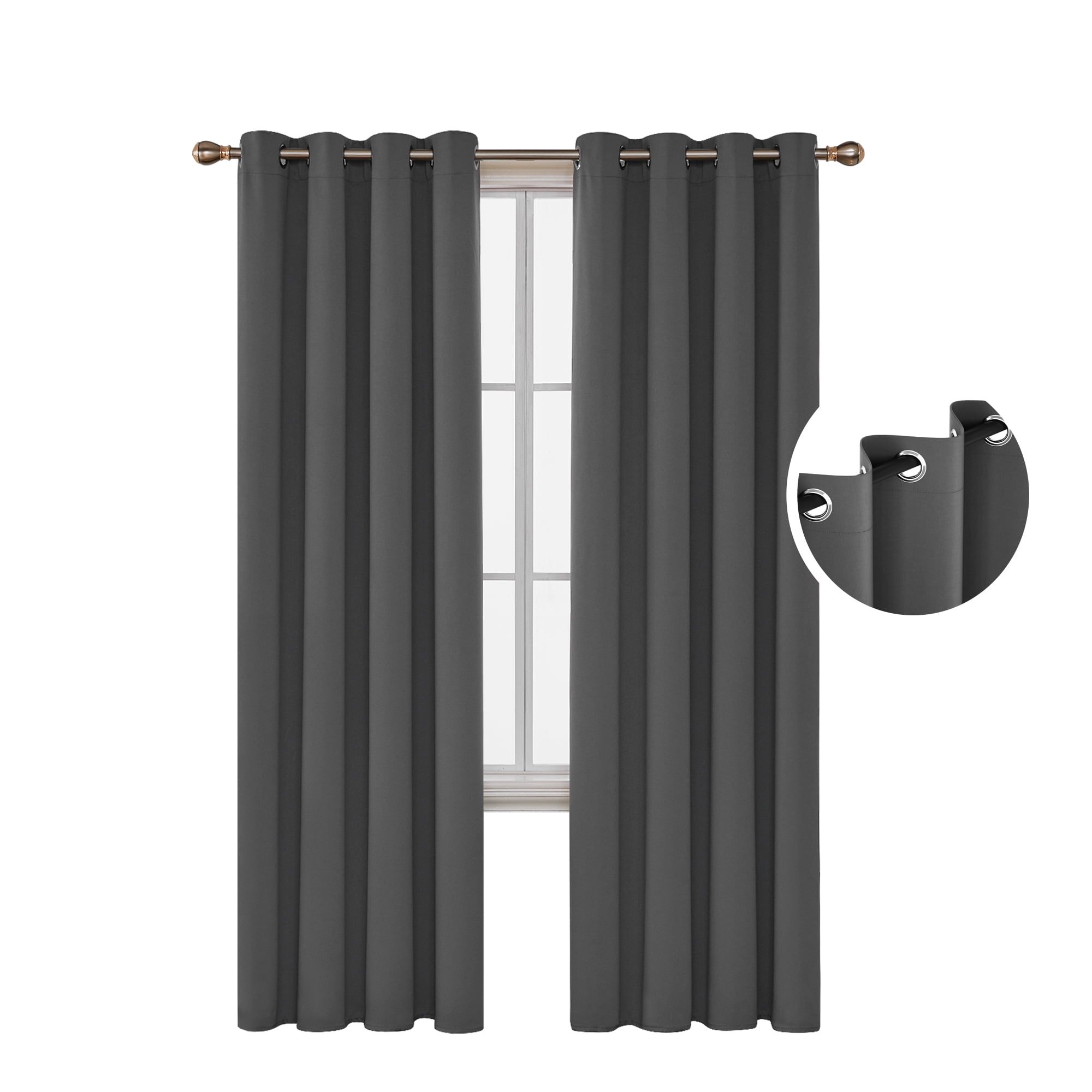 Deconovo 55Wx84L Blackout Curtains 2 Panels Grommet Thermal Insulated Drapes for Bedroom, Dark Gray