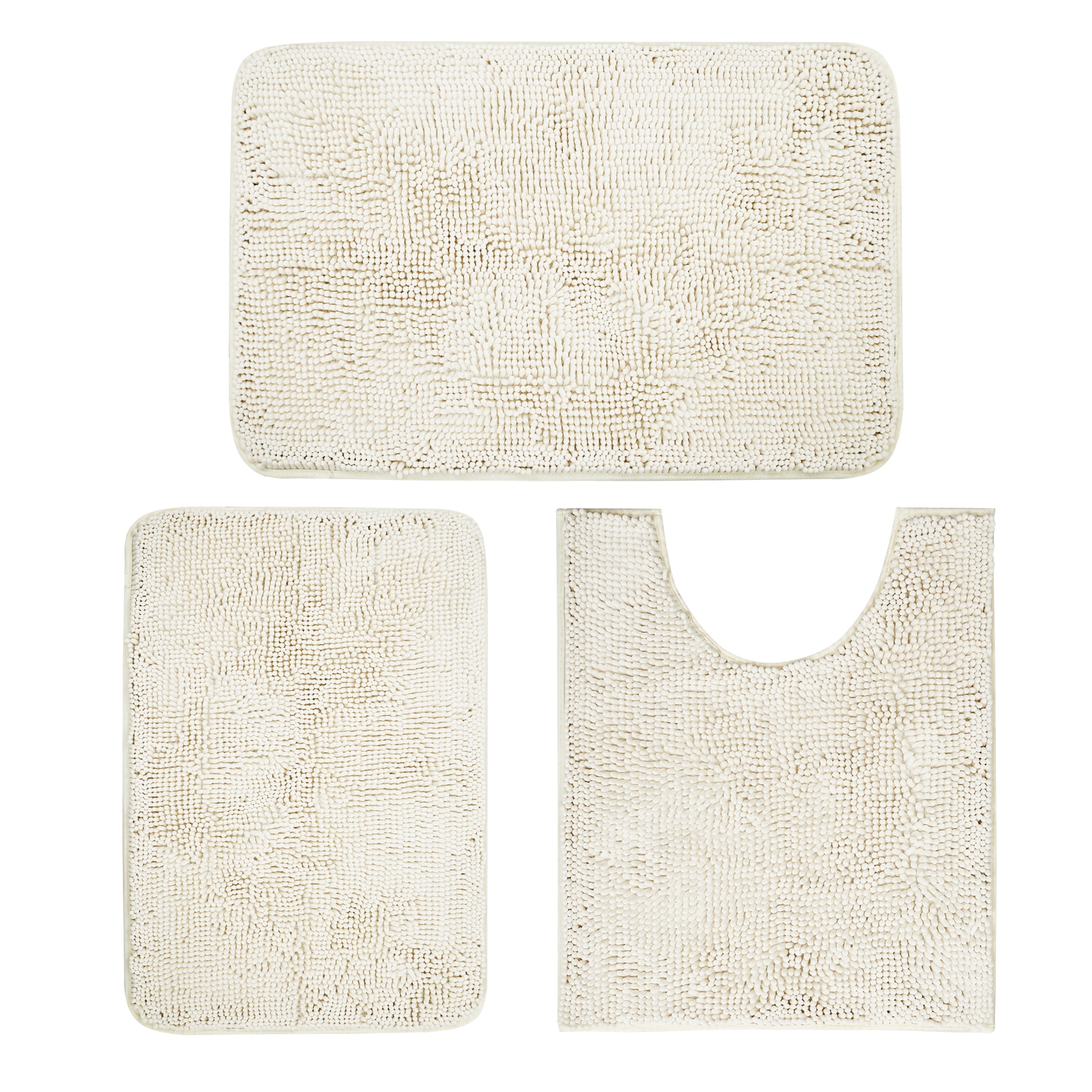 Purple color 6 bathroom décor mat rug 3pc Set, shaggy chenille plush large rug, Contour Mat and