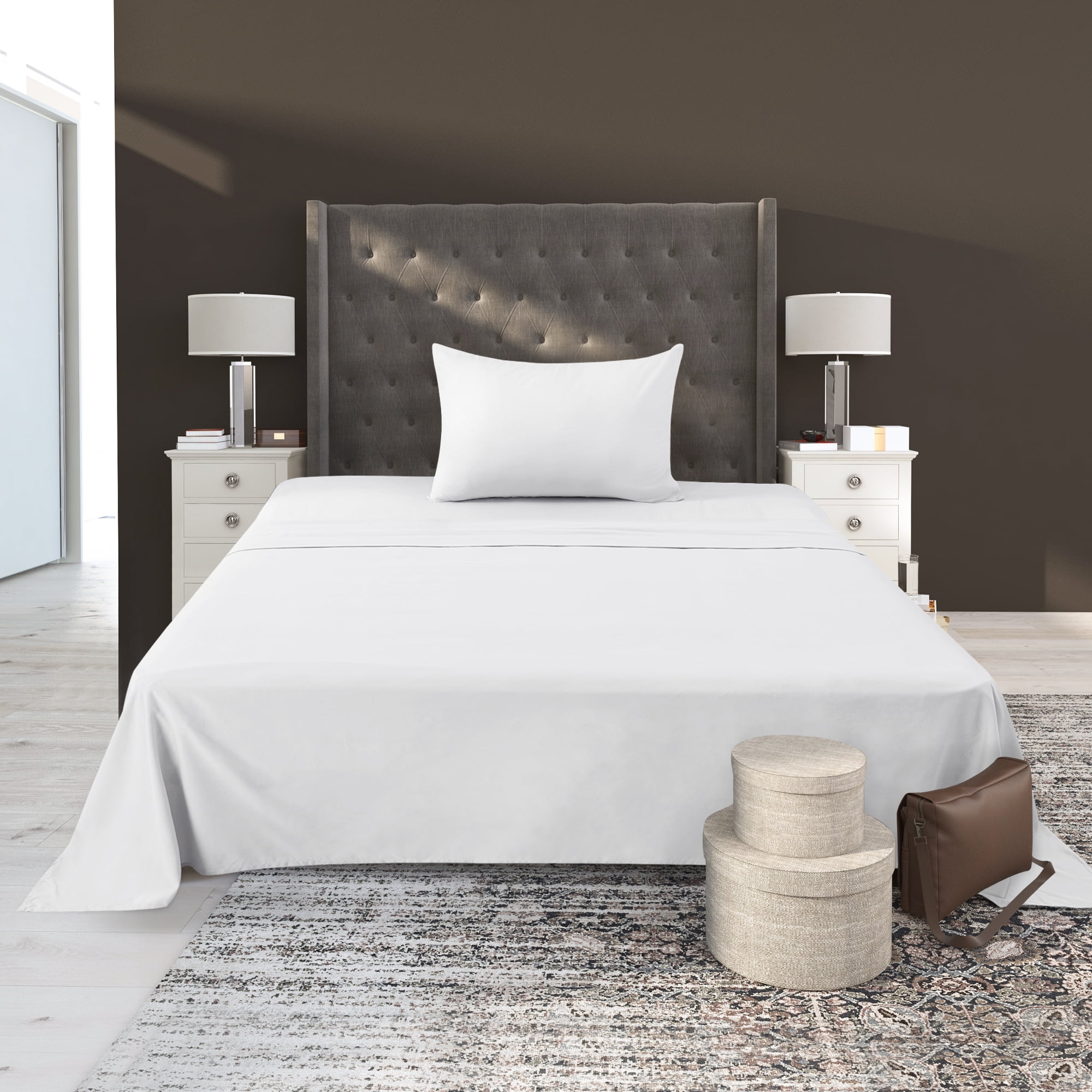 Deconovo 3 Pieces Bed Sheets Set for Dormitory Deep Pocket Sheets Twin Size Bed, White