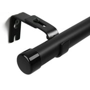 Deconovo Adjustable Curtain Rod 30"-62" Metal Window Rod with Black Cap Finials for Eyelet Curtains