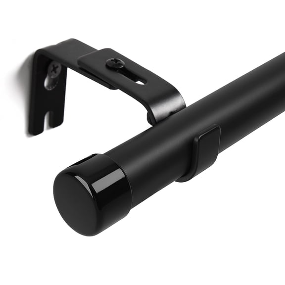 Deconovo Adjustable Curtain Rod for Windows, Metal Wall Mount with Cap Finials, Black, 30-62 inch