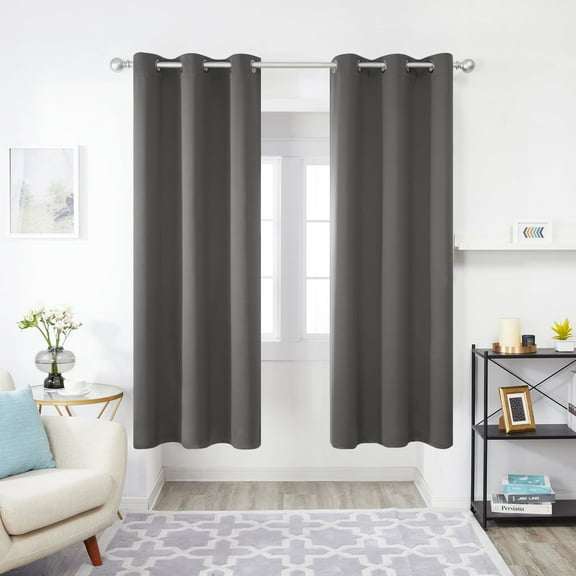 ZOPZO 42Wx63L inch Blackout Curtains Light Gray Thermal Insulated Grommet for Bedroom 2 Panels