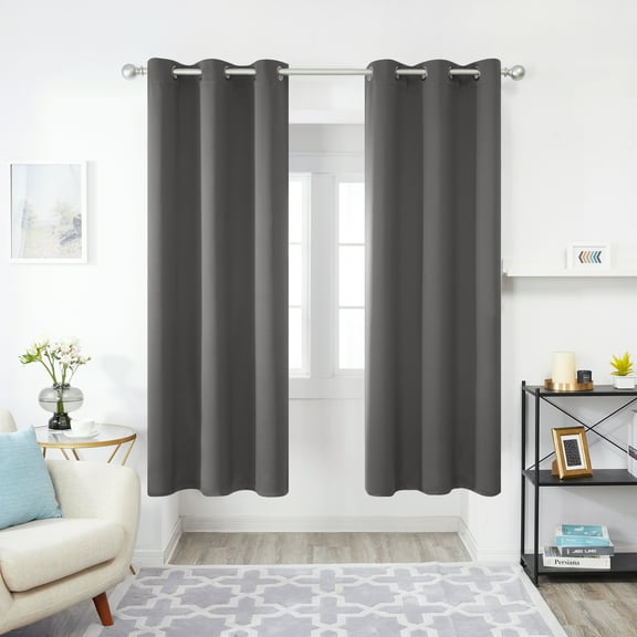 Deconovo 42Wx63L inch Blackout Curtains Light Gray Thermal Insulated Grommet for Bedroom 2 Panels