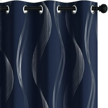 Deconovo 42Wx84L Blackout Curtains, 2 Panels, Navy Blue, Thermal Insulated Room Darkening Drapes