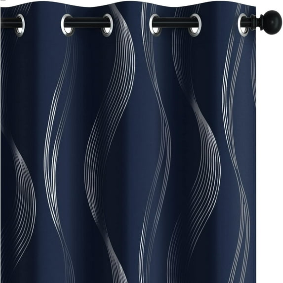 Deconovo 42Wx84L Blackout Curtains, 2 Panels, Navy Blue, Thermal Insulated Room Darkening Drapes
