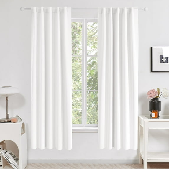 Deconovo 50% Room Darkening Curtains Back Tab and Rod Pocket Thermal Insulated Curtains 38x72 inch Pure White 2 Panels