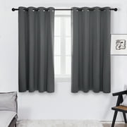 Deconovo 52Wx63L inch Dark Grey 2 Panels Blackout Curtains Grommet Thermal Insulated Full Shading Curtain with Silver Coating for Bedroom Living Room