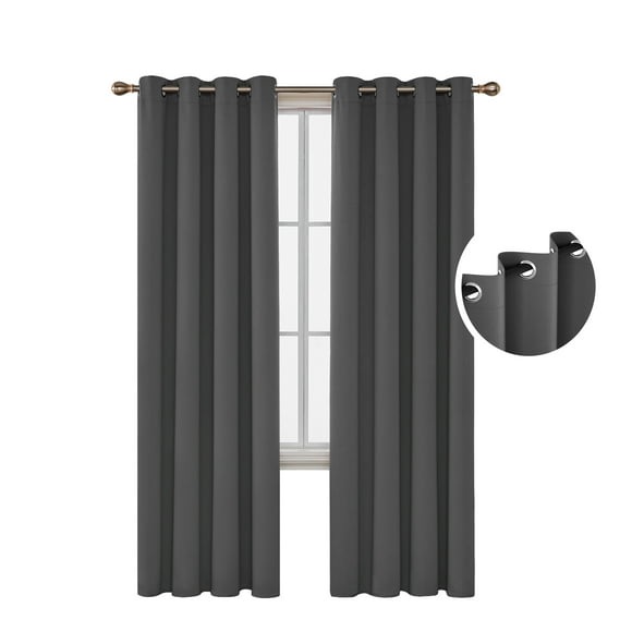 Deconovo 52Wx84L Blackout Curtains 2 Panels Grommet Room Darkening Drapes for Living Room, Gray